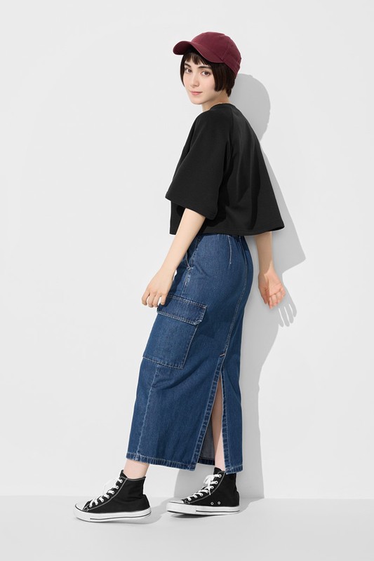 毛圈寬鬆短版五分袖T恤-女