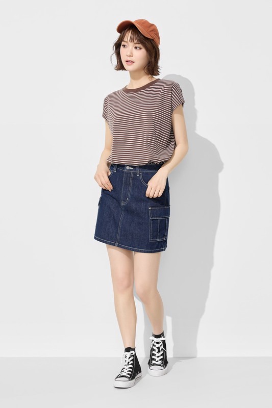 工裝牛仔連褲短裙-女