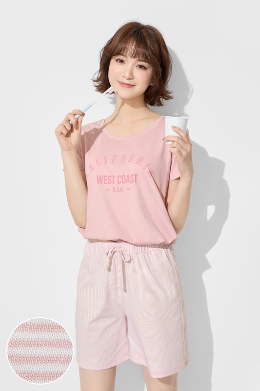 快乾棉文字印花家居套裝-女