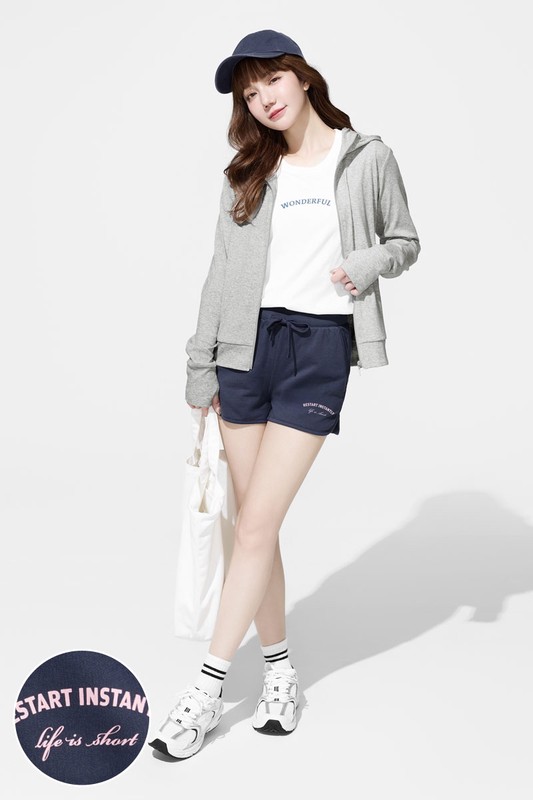 小毛圈文字印花短褲-女