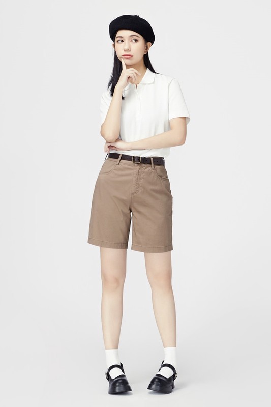 純棉短版polo衫-女