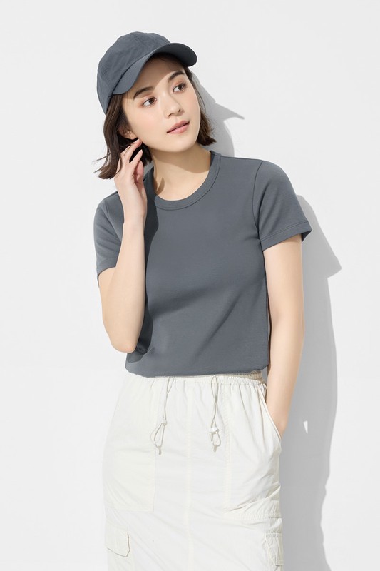 純棉厚實圓領T恤-女