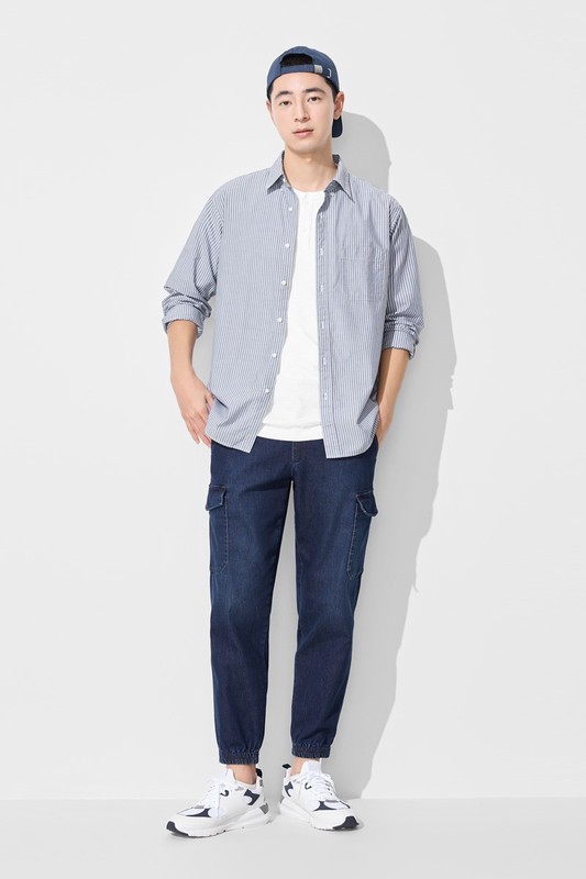 工裝牛仔束口褲-男