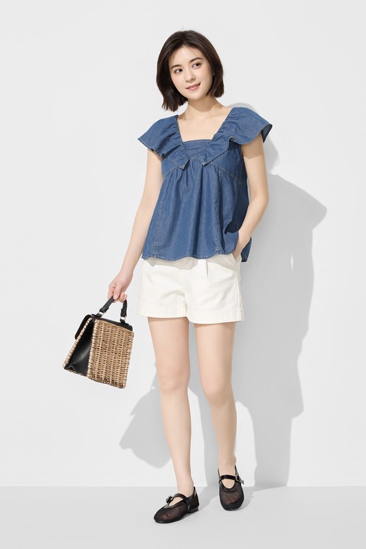 荷葉造型牛仔上衣-女