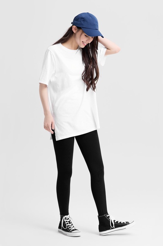 竹節棉寬鬆長版T恤-女