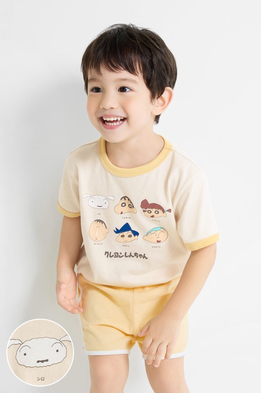 蠟筆小新羅紋配色印花T恤-02-童