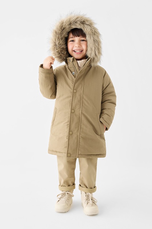 極暖羽絨中長版連帽外套-童