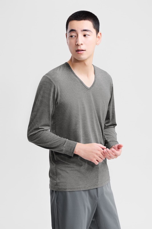 heatup V領九分袖上衣-男