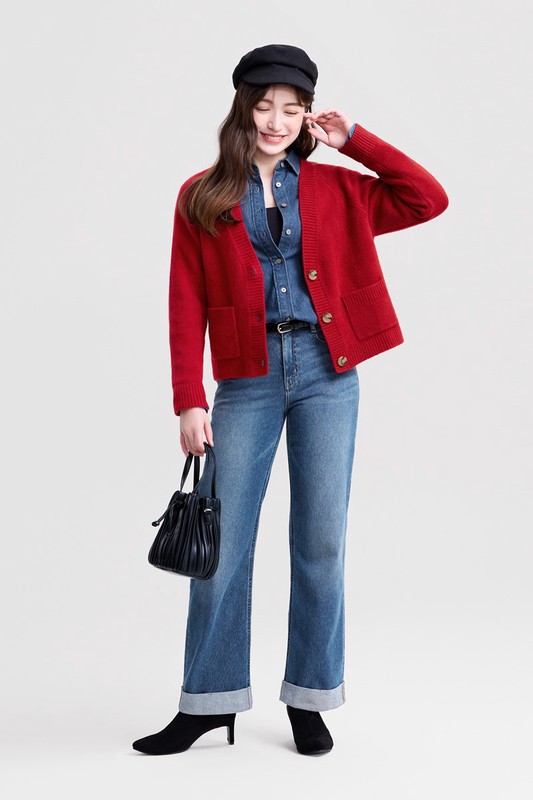 柔軟舒適短版針織外套-女