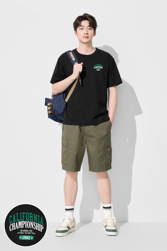 粗紡寬版文字印花T恤-02-男