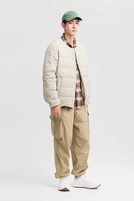 極暖羽絨無領外套-男