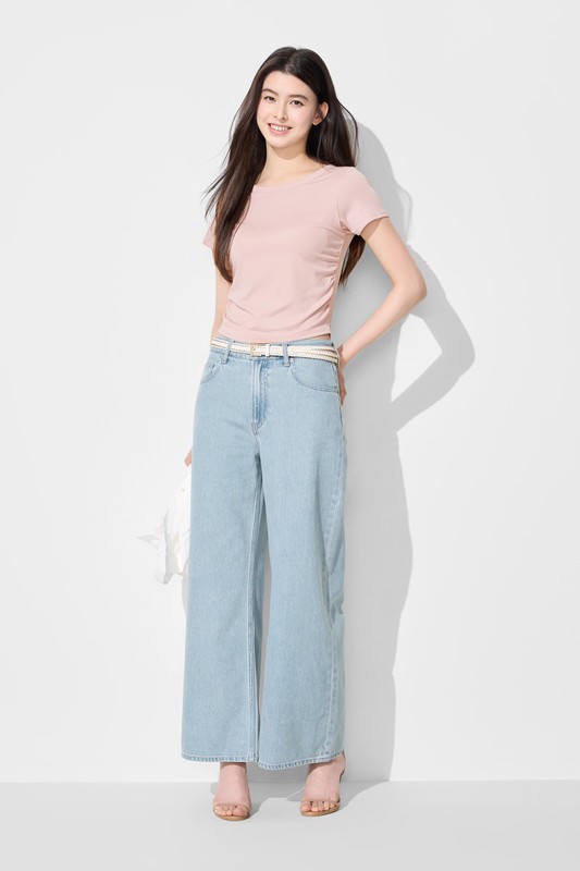 Bra輕柔抽皺短袖上衣-女