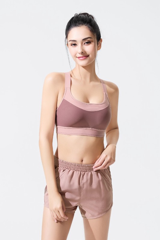 高度支撐背扣式配色Bra背心-女