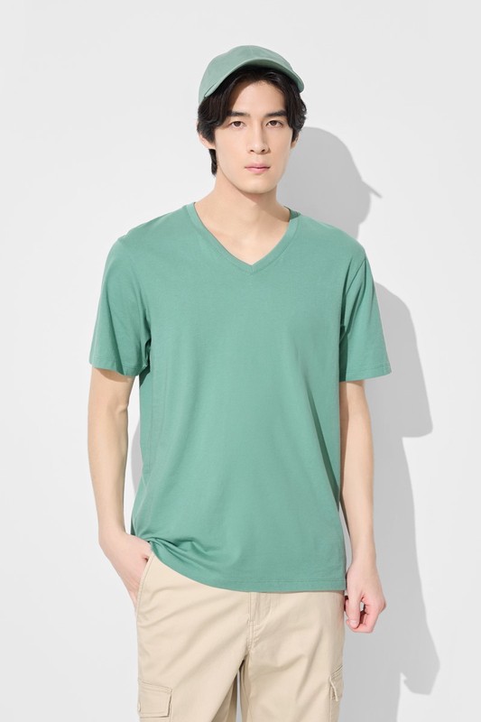 純棉V領T恤-男