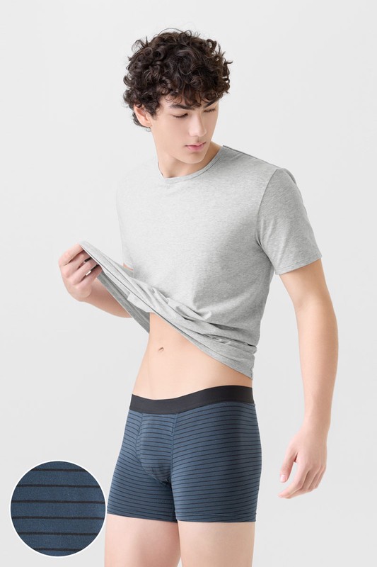 棉質中腰條紋平口內褲-男