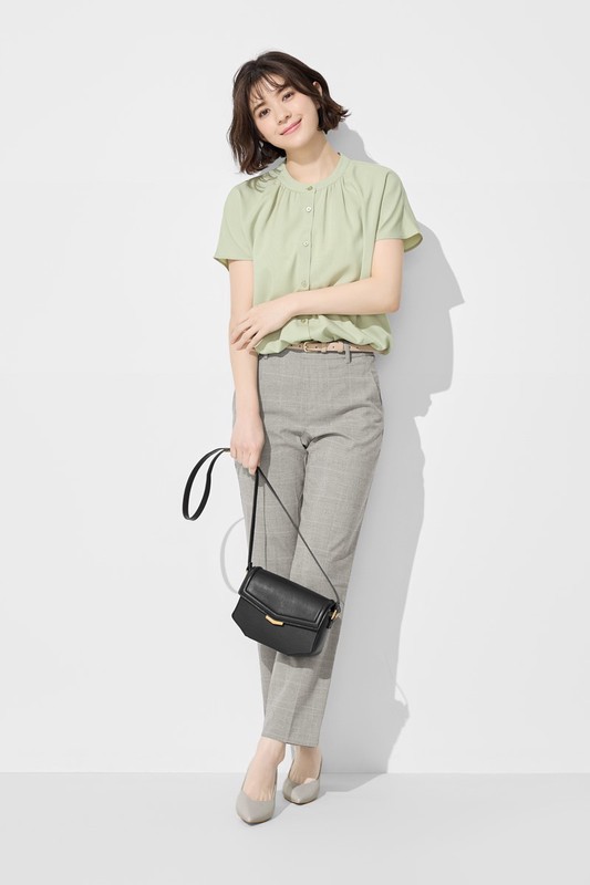 嫘縈立領連袖襯衫-女