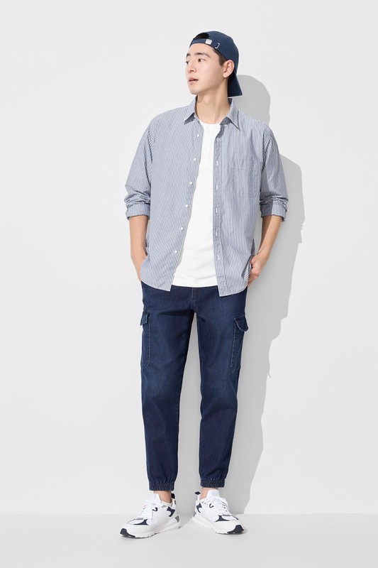 工裝牛仔束口褲-男