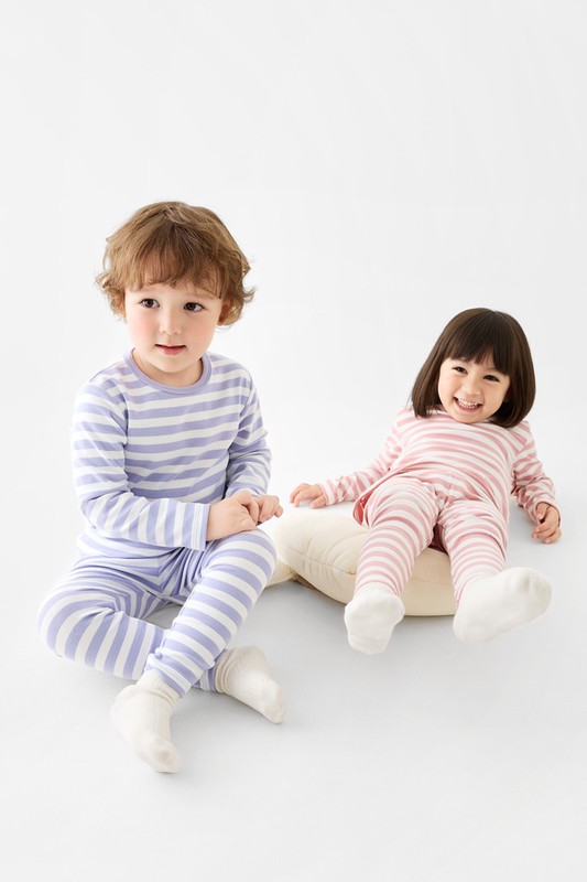 磨毛羅紋條紋內搭褲-童