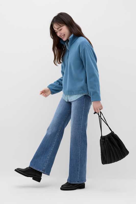 Fleece寬版半開襟拉鍊上衣-女