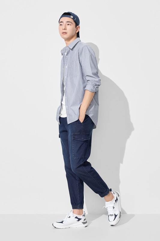 工裝牛仔束口褲-男