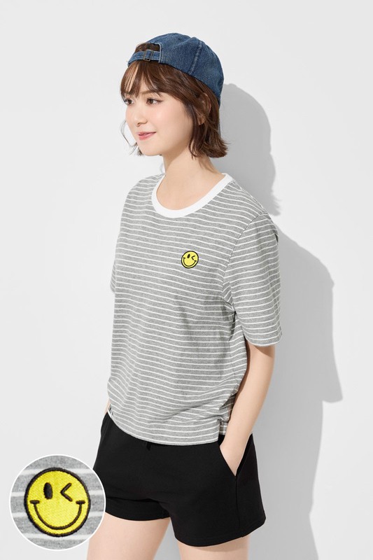 S.W.SMILEY®純棉寬版電繡T恤-女
