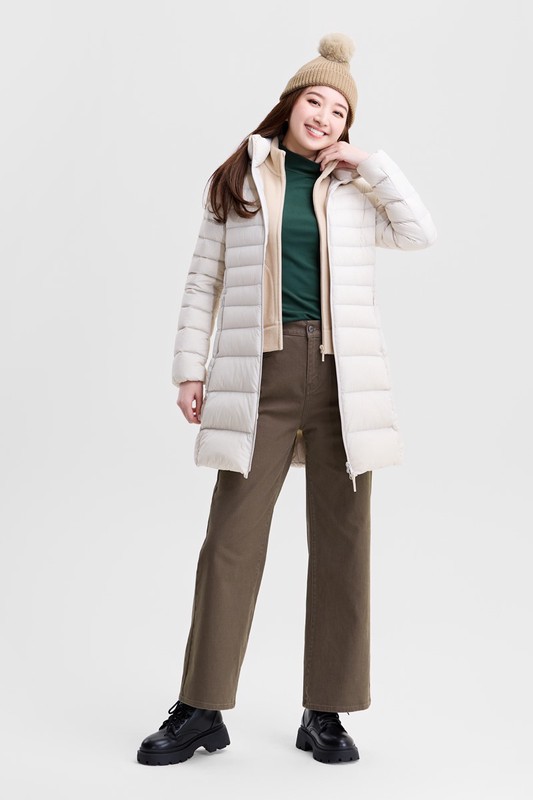 磨毛羅紋立領長袖T恤-女