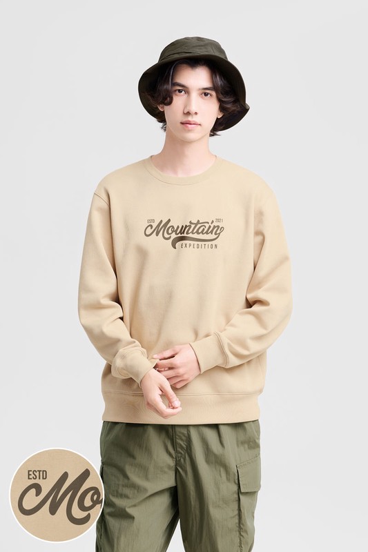 戶外探索刷毛印花圓領衫-01-男