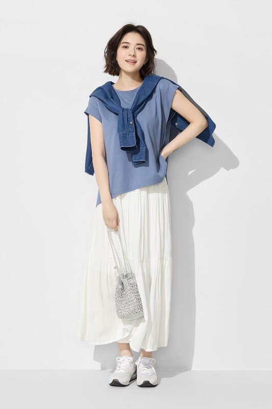 柔滑棉連袖抽皺上衣-女