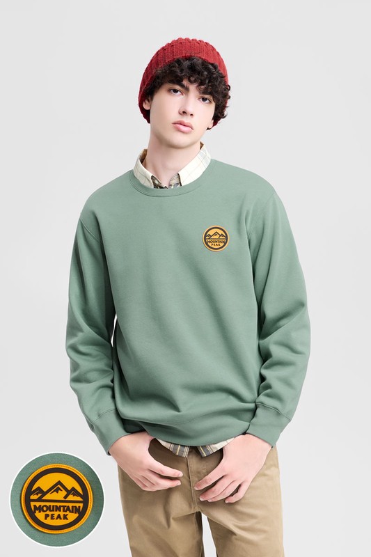 戶外探索刷毛徽章圓領衫-03-男