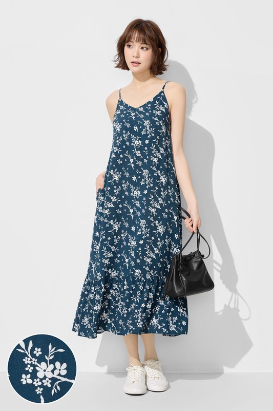 嫘縈Bra家居花卉印花洋裝-女