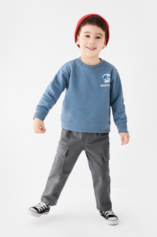 羅紋貼袋長褲-童