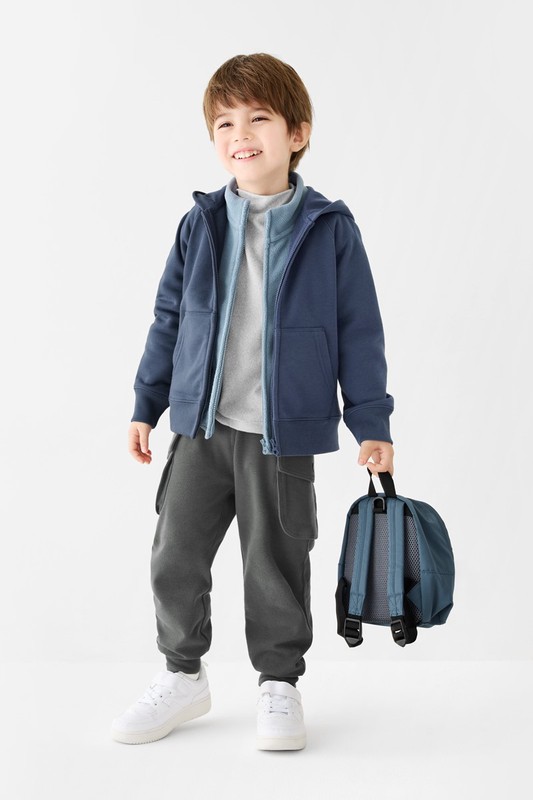 棉質羅紋口袋長褲-童