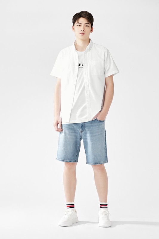 牛津短袖襯衫-男