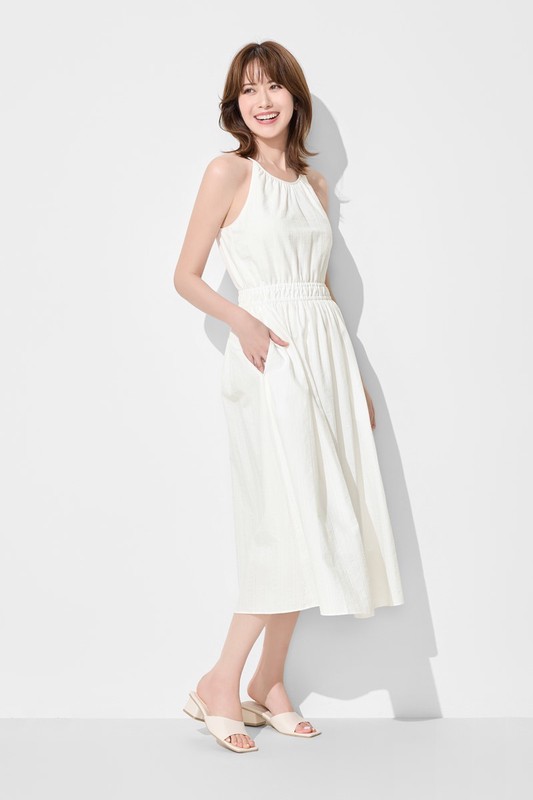 繞頸削肩洋裝-女