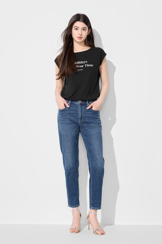 修身男友風九分牛仔褲-女