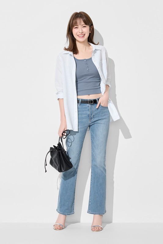 羅紋亨利領短版背心-女