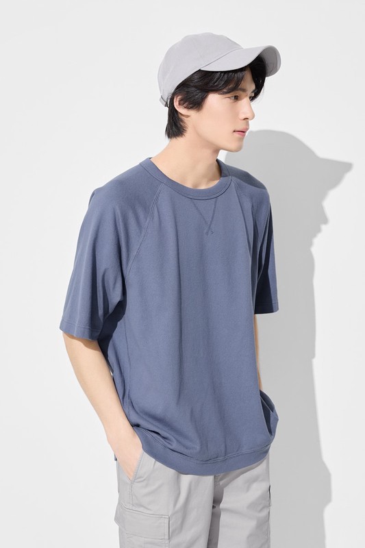 粗紡寬版拉克蘭袖T恤-男