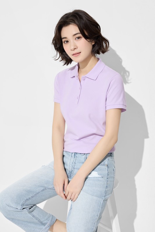 棉質網眼彈性polo衫-女