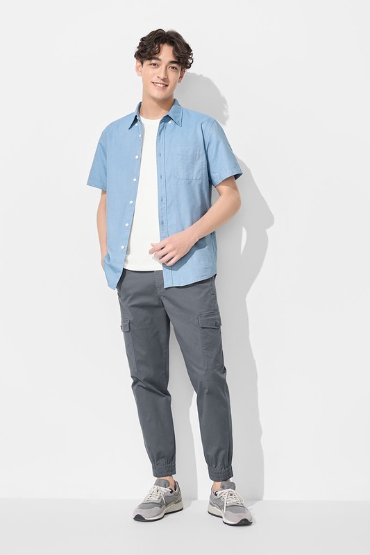 牛津短袖襯衫-男