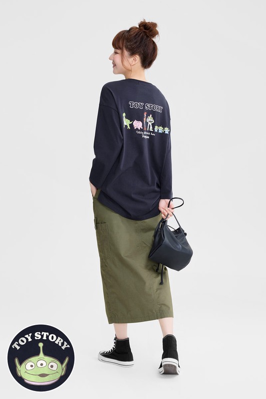 皮克斯系列寬長版八分袖印花T恤-01-女