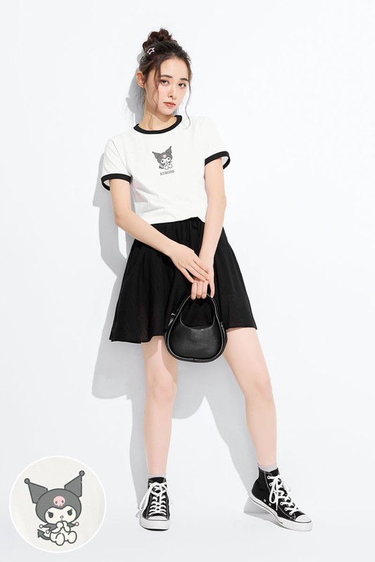 三麗鷗羅紋配色印花T恤-07-女