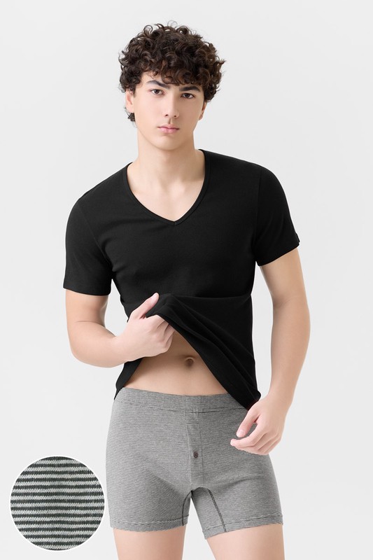 純棉條紋四角褲-男