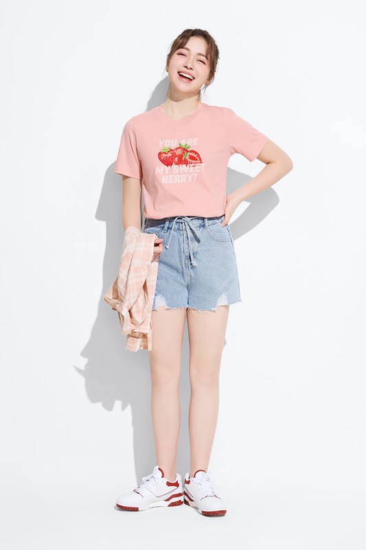 草莓厚版印花T恤-女