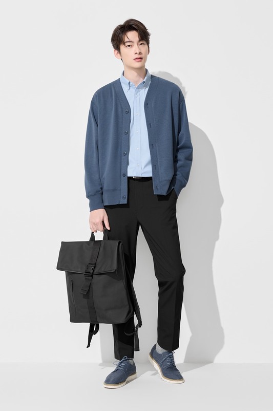 商務彈性修身長袖襯衫-男