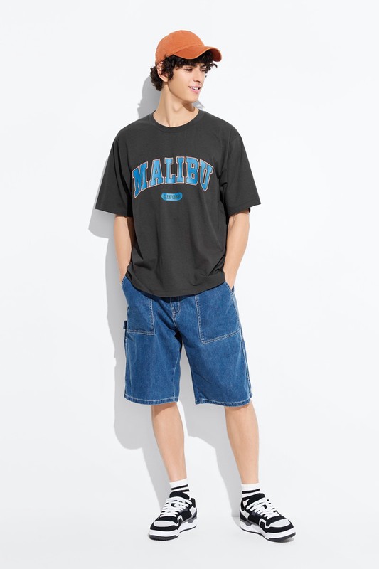 文字寬版印花T恤-01-男