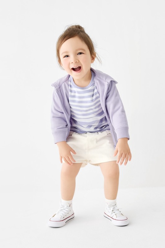 磨毛羅紋條紋圓領T恤-Baby