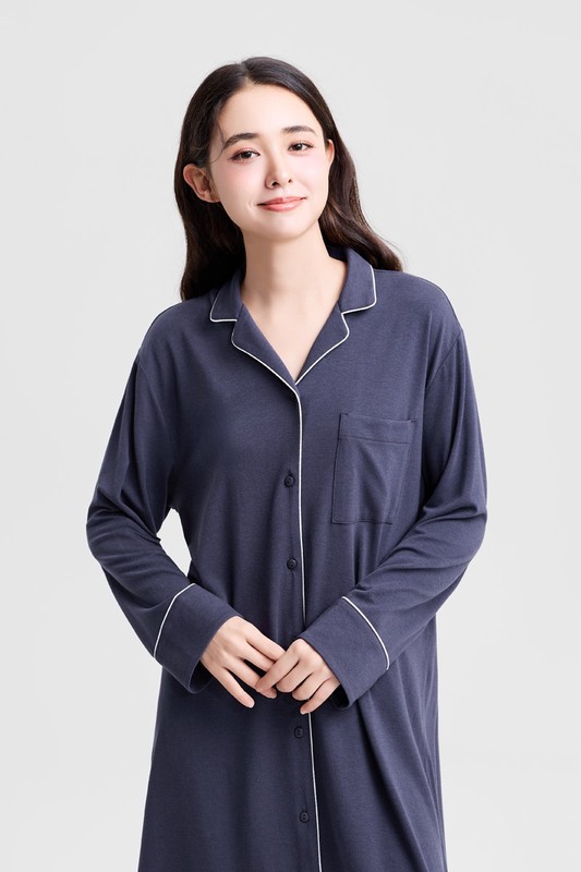 輕柔嫘縈開襟家居洋裝-女