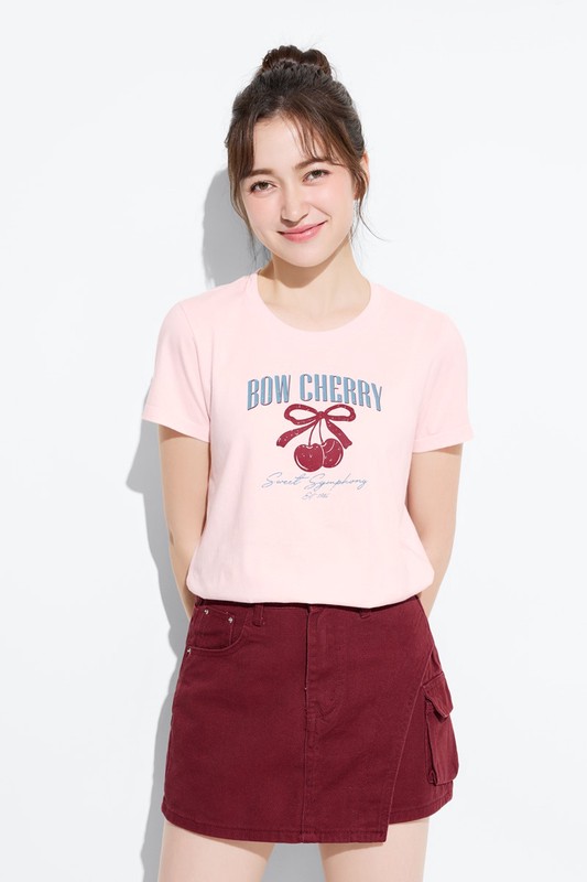 文字櫻桃印花T恤-女