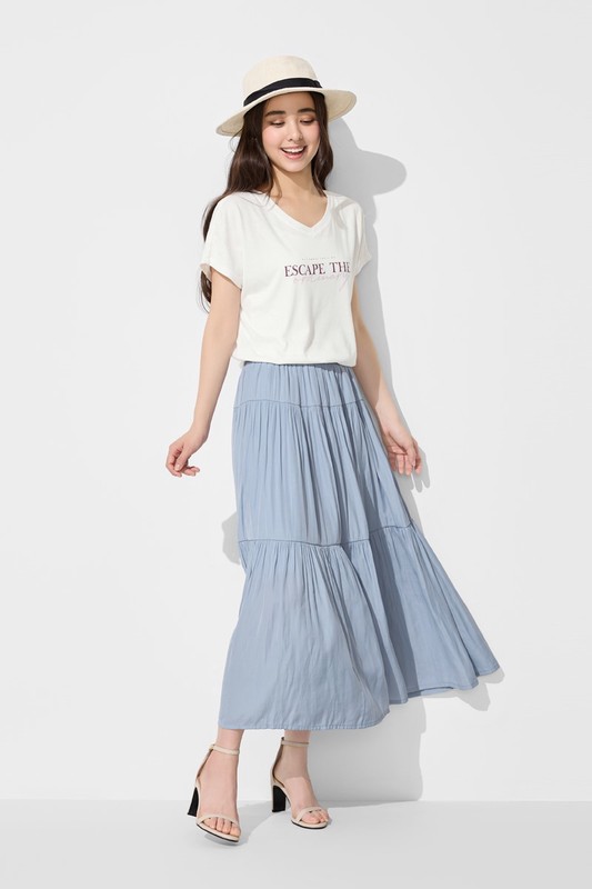 細褶蛋糕長裙-女