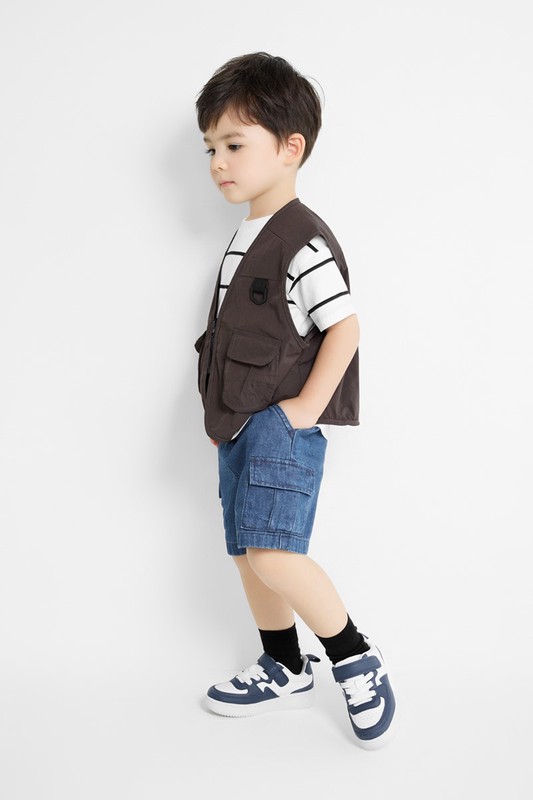 牛仔工裝五分褲-童